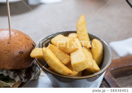 Close up of French Fries in a tin box Close up of French Fries in a tin box 38936401