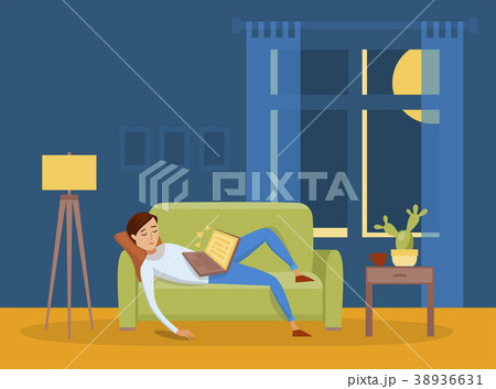 Sleeping young man at home vector illustration 38936631