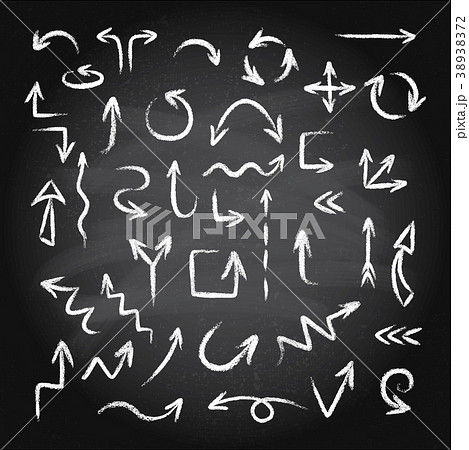 Hand drawn doodle arrows set made of chalk or Hand drawn doodle arrows set made of chalk or 38938372