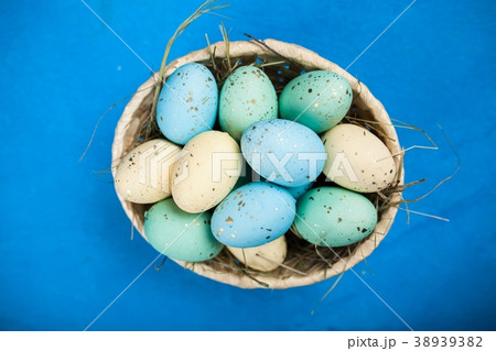 Easter eggs on blue background Easter eggs on blue background 38939382