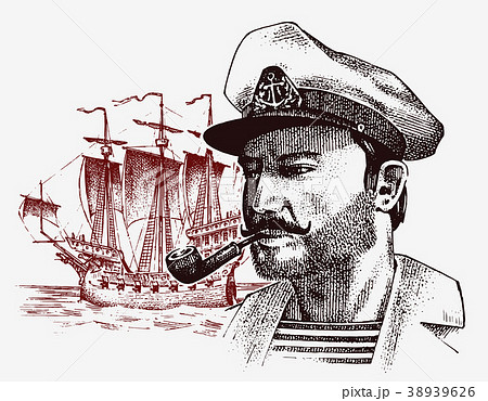 sea captain against the background of sailboat 38939626