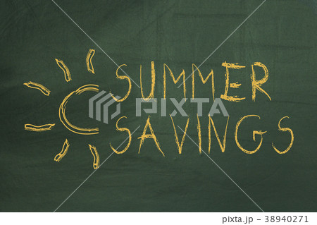 summer savings text on green chalkboard 38940271