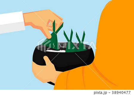 Buddhists offer food in bowls 38940477