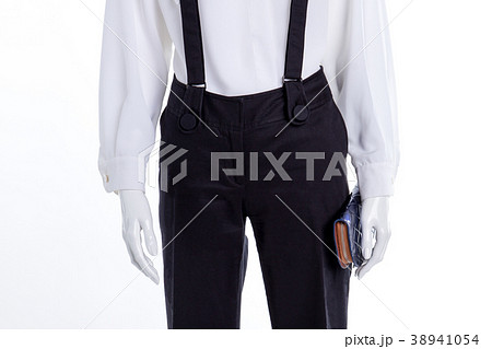 Close up trousers with suspenders for women. Close up trousers with suspenders for women. 38941054