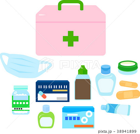 家庭の常備薬と救急箱のイラスト素材 3419