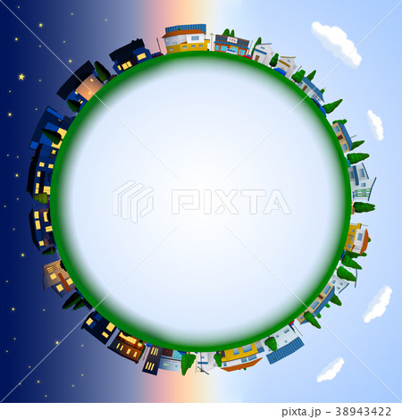 町 街 住宅街 昼と夜 町 街 住宅街 昼と夜 38943422