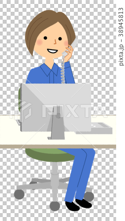 工作服PC和電話的女人 工作服PC和電話的女人 38945813