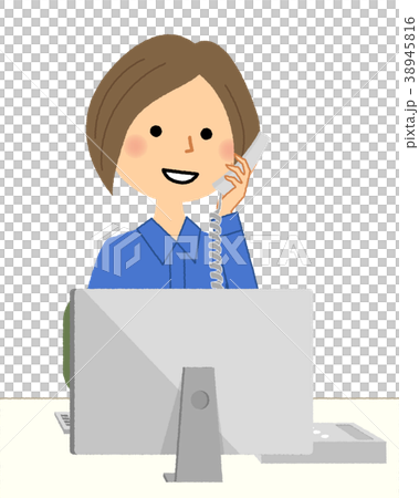 工作服PC和電話的女人 工作服PC和電話的女人 38945816