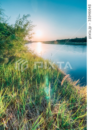 River at sunset in summer 38946648