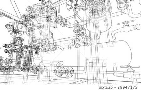 Sketch industrial equipment. Vector Sketch industrial equipment. Vector 38947175
