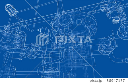 Sketch industrial equipment. Vector Sketch industrial equipment. Vector 38947177