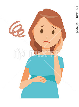 グリーンの服を着た妊婦が困っている 38949210
