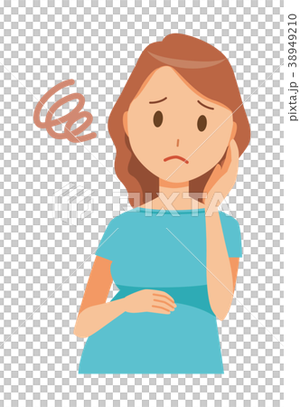 グリーンの服を着た妊婦が困っている 38949210