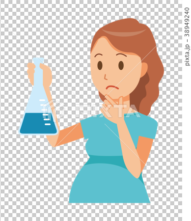 グリーンの服を着た妊婦が三角フラスコを持っている グリーンの服を着た妊婦が三角フラスコを持っている 38949240