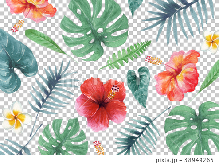 熱帶植物背景紡織品水彩例證 插圖素材 圖庫