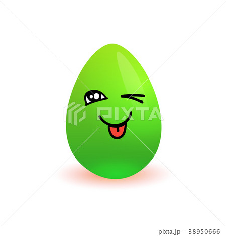 Easter Egg Cartoon Green Symbol Of Holiday Winking 38950666