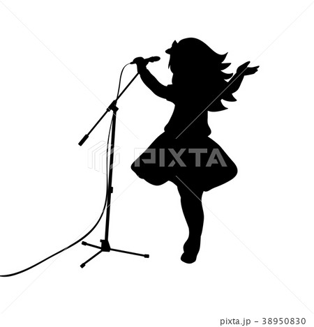 Silhouette Girl Music Sings In Microphoneのイラスト素材 38950830 Pixta