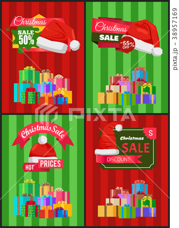 Christmas Sale Posters Santas Hat Discount Label Christmas Sale Posters Santas Hat Discount Label 38957169