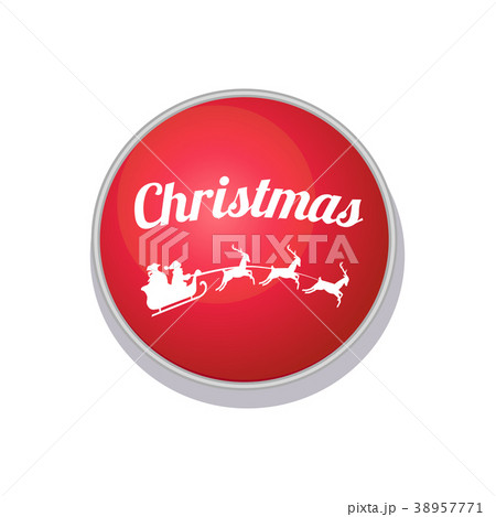 Christmas Button with Santa Claus and Three deer 38957771