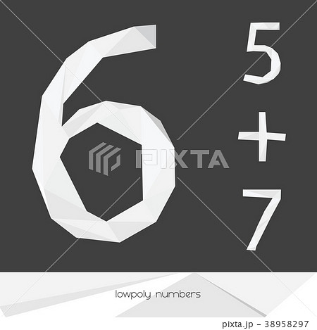 Vector set with low poly numbers 5 6 7 38958297