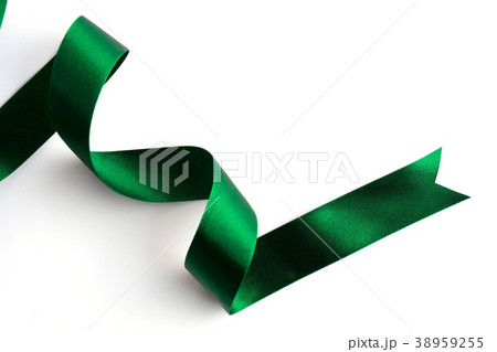 Green bow ribbon satin texture isolated on white Green bow ribbon satin texture isolated on white 38959255