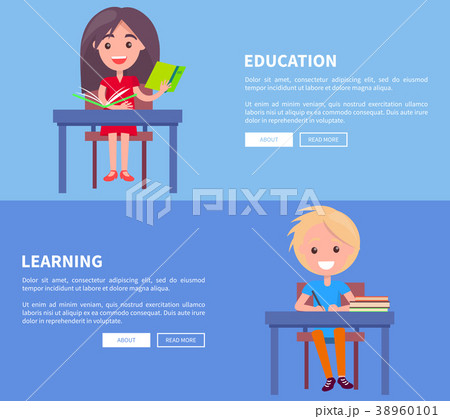 Education Learning Set of Posters with Boy and 38960101