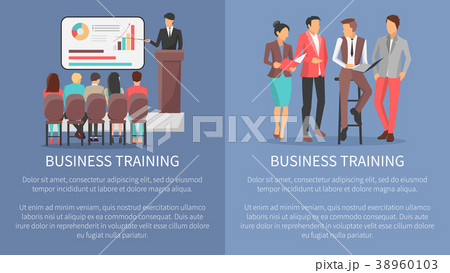 Business Training Posters Set with Leader Workers Business Training Posters Set with Leader Workers 38960103