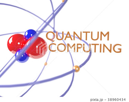 Quantum computing concept red and blue molecule Quantum computing concept red and blue molecule 38960434