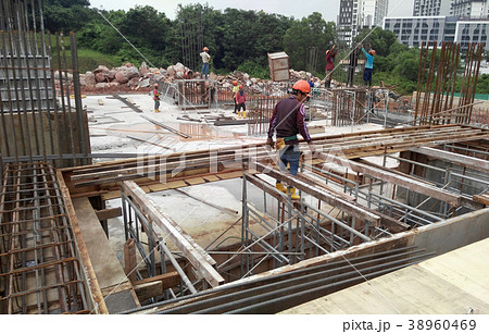 Timber form work and reinforcement bar Timber form work and reinforcement bar 38960469