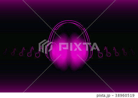 Bright glowing neon headphones isolated on pink 38960519