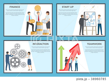 Set of Cartoon Style Posters Dedicated to Business 38960785