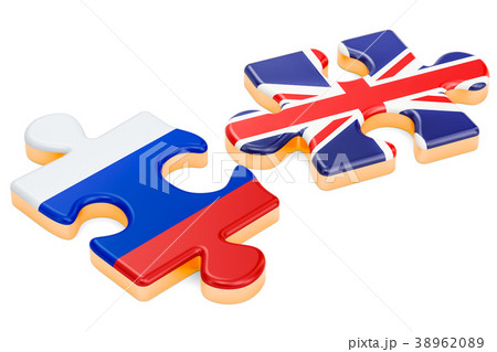 Russia and UK puzzles, political conflict concept 38962089