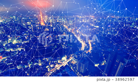 Aerial view of Tokyo Japan with technology 38962597