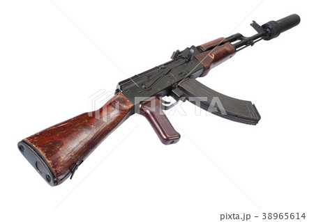 Kalashnikov with silencer isolated on white Kalashnikov with silencer isolated on white 38965614