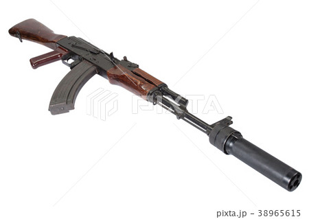 Kalashnikov with silencer isolated on white Kalashnikov with silencer isolated on white 38965615