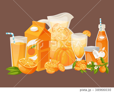 Oranges and orange products vector illustration 38966030