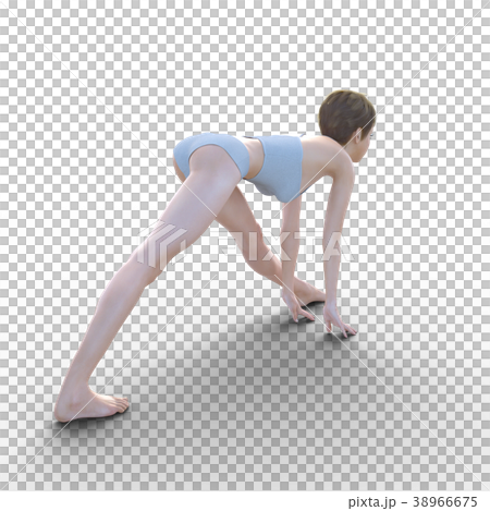 Young women yoga posing realing 3D CG illustration material 38966675