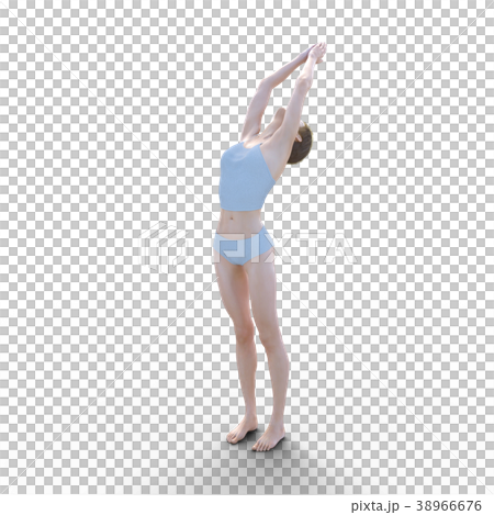 Young women yoga posing realing 3D CG illustration material 38966676