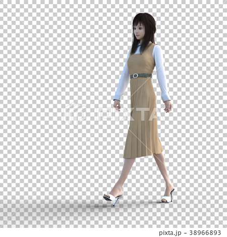 歩くロングスカートの女性 Perming3dcgイラスト素材のイラスト素材 3663