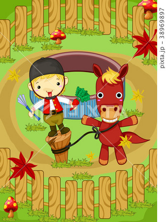 子供 紅葉 動物 38969897