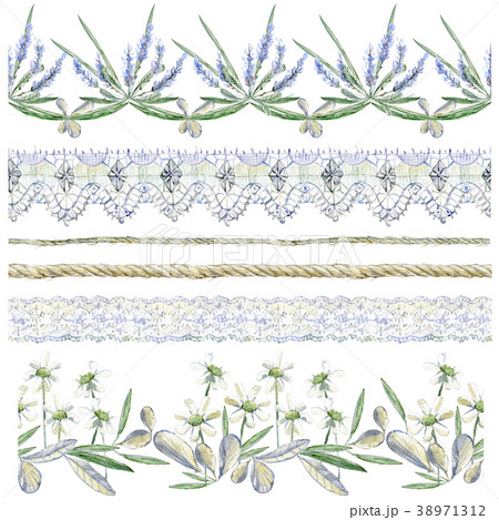 Watercolor clipart collection of seamless borders 38971312