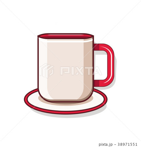 Cartoon style. Mug with saucer on white background 38971551