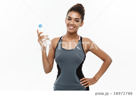 Healthy and Fitness concept - beautiful African Healthy and Fitness concept - beautiful African 38972786