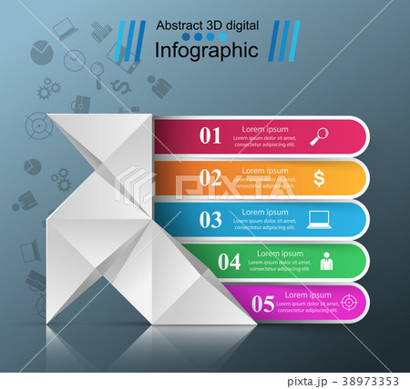 Five items - origami style infographic. Five items - origami style infographic. 38973353