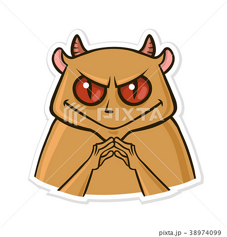 Sticker for messenger with funny animal. Devil 38974099