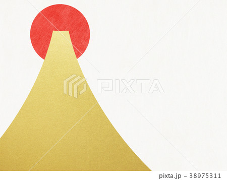 和紙-富士山-背景-日の出-金箔-モダン 38975311
