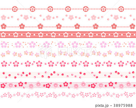 桜の飾り罫のイラスト素材 3759