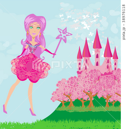 Fairy flying above castle Fairy flying above castle 38976118