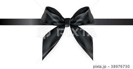 Decorative Black Bow With Ribbon Isolated On Whitのイラスト素材