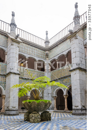 Courtyard of a medieval castle. Lisbon, Portugal. 38977848